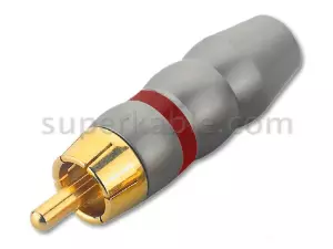 SK RC-02502 - Złącze RCA cinch wtyk (srebrne - znacznik czerwony)-101366