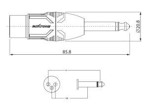 RA2XFJM - Adapter JACK 6,3 TS - XLR 3F (prosty)-106004
