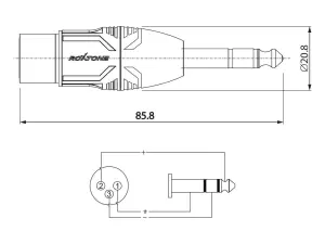 RA3XFJM - Adapter JACK 6,3 TRS - XLR 3F (prosty)-106020